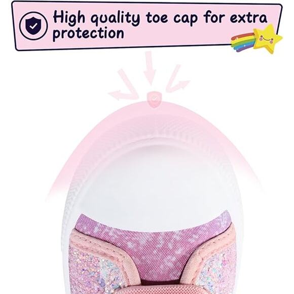 New KomForme Toddler Girl Size 8 Rainbow Glitter Hook Loop Canvas High Top Shoes - Picture 3 of 5